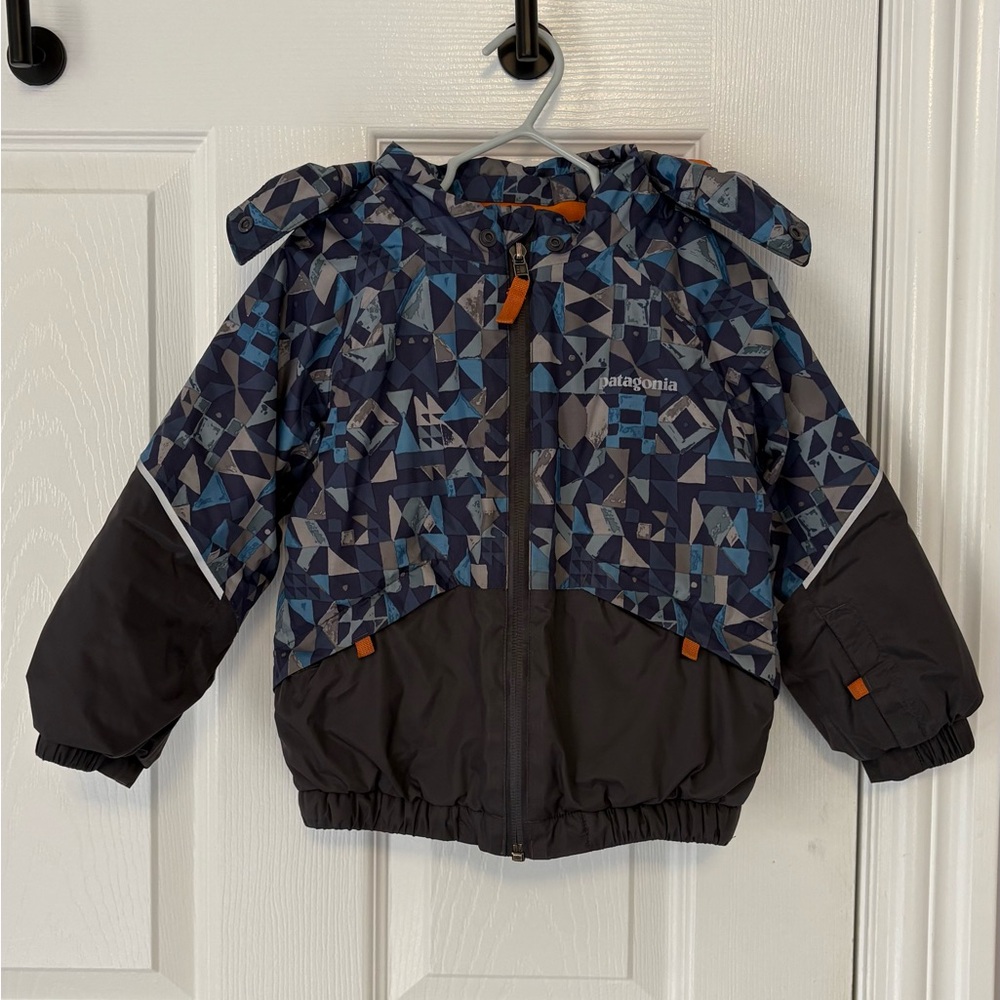 Patagonia Kids Blue and Gray Geometric Puffer Jacket